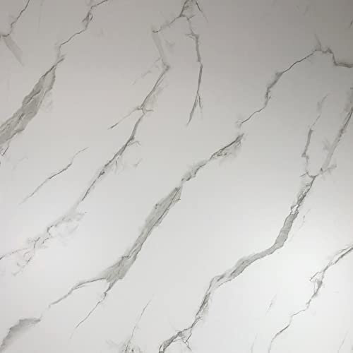 Floors To Walls Shower Panels - Large Tongue and Groove Waterproof Cladding Fixings for Home, Bath, Bathroom Wall - Replacement Decorative Panelling, No Grouting - 10mm Thick, 1m Wide (White Marble)