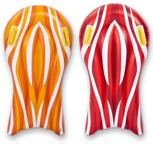 SLOOSH 2 Pack Inflatable bodyboards for Water Slides, Pool Floating, Swimming Inflatable Pool Floats for Kids, Water Boards Learn to Swim, Summer Water Fun Toy for Kids Toddlers (Red and Orange)