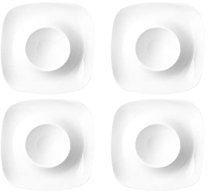 Vastsea 4 Pezzi Portauovo in Ceramica,Porta Uova in Porcellana Uovo,in Porcellana Porta Uova Sode,per Casa, Cucina,Ristorante(Bianco)