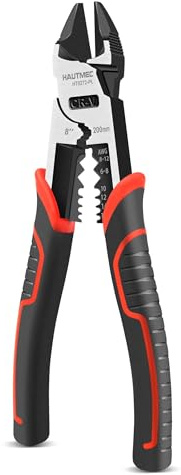 HAUTMEC 8 Diagonal Cutting Pliers, 4 in 1 Multifunction Side Cutters Pliers with Pro-High Leverage, CRV Steel Heavy Duty Wire Diagonal Cutters for Electricians, Mechanics & DIY, HT0272-PL
