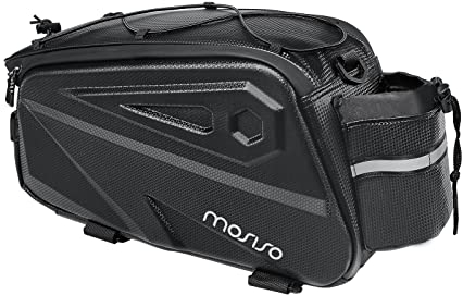 MOSISO Fahrradtasche,wasserdichte Fahrradgepäckträgertasche Fahrrad Kofferraumtasche,14L Eva Berg Fahrrad Rücksitz Tasche Lagerung Sattel Umhängetasch Radsport Gepäcktasche mit Schultergurt,Schwarz