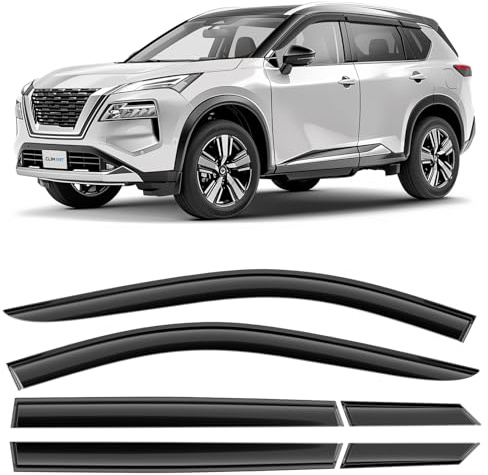 CLIM ART Windabweiser für/kompatible mit Nissan X-Trail 22-26 - Klebe 6 St. | Regenabweiser Autofenster Regenschutz Nissan X-trail IV – bruchsicher Polycarbonat, kratzt nicht, wetterfest, frischluft