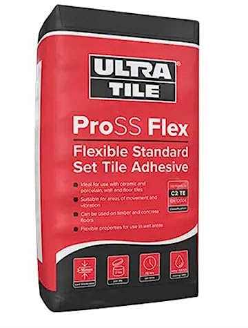 Go Bathrooms Ultra Tile ProSS Flex Flexible Standard Set Tile Adhesive | Wall & Floor Adhesive | 20 KG Tile Adhesive | White