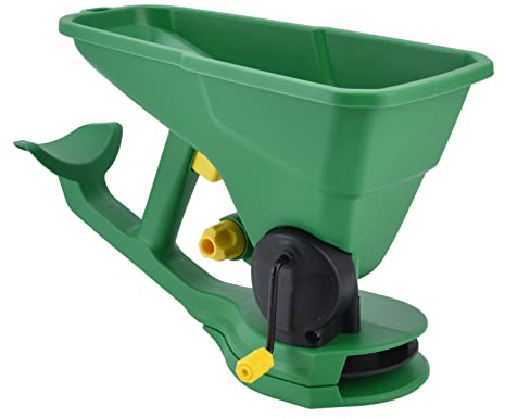 WOOXGEHM Hand Power Streuer, 1,5 Liter, 5 Geschwindigkeiten, Tragbarer Streuer, Gärtner Hand Samenstreuer für Garten, Gärtnerei, Rasen, Kleine Farm, Gemüsegarten, Kunststoffschuppen