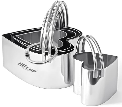 ALLTOP Biscuit Cutters with Handle, Stainless Steel Cookie Cutter, Professional Baking Essential Tools for Valentine's Day - Heart Shaped