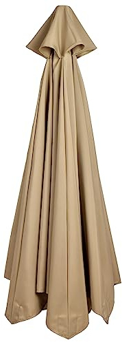 Yitekrg 9.8FT Patio Umbrella Replacement Canopy 6 Ribs Outdoor Umbrella Canopy Market Replacement Umbrella Top for Backyard Garden Beach(Khaki)