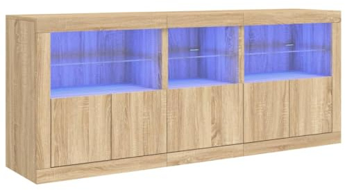 vidaXL Sideboard mit LED-Leuchten Sonoma-Eiche 162x37x67 cm