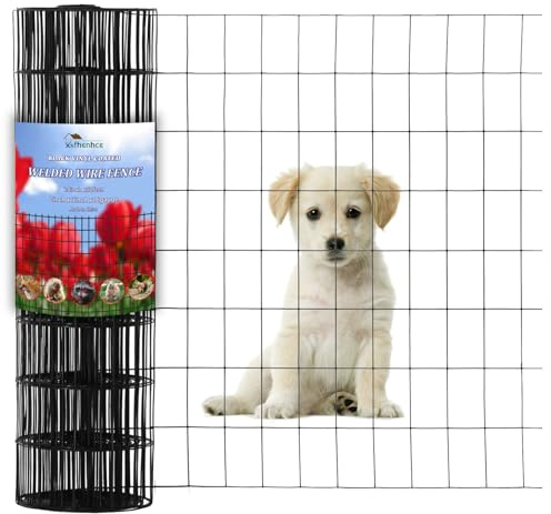 Xhfhenhce Wire Fence 2in x 3in Black Vinyl Coated Wire Mesh 24 x 50' Welded Wire Fencing 16Gauge, PVC Coating Chicken Wire Fence,Welded Wire Mesh Roll for Garden Guard Fence Poultry Cage Net Fencing