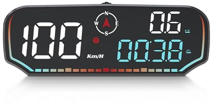 AMROOLOO GPS Speedometer, Car Head Up Display, KM/H and MPH, Digital Speedometer Car MPH, with Speed Reminder and Fatigue Driver Reminder, Suitable for All Cars