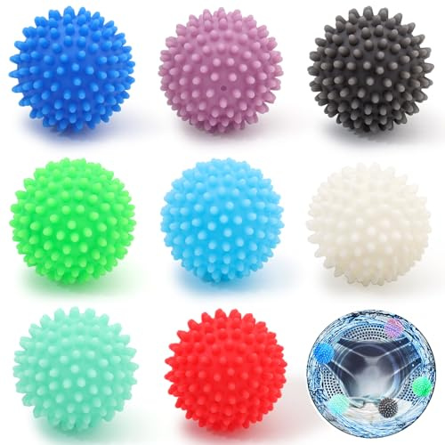 8 Stück Trocknerbälle für Wäschetrockner, Wiederverwendbare Dryer Balls, Wäscheball für Waschmaschine, Trockner Ball Macht Kleidung Weich, Flauschige Wäsche