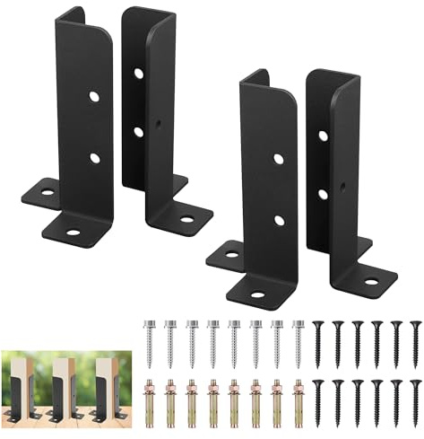 aleawol 4 verstellbare Holzzaun-Pergola-Pfosten-Reparatur-Klammern, schwarz, passend für 1,5 x 1,5, 2 x 2, 2 x 4, 4 x 4, robuste Zaunpfostenhalter, Reparatur, Geländer, Briefkasten-Halterungs-Set