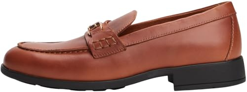 Tommy Hilfiger Mocasín Mujer Logo Leather Loafer de Piel, Marrón (Cinnamon Bark), 39