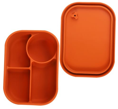 SECFOU Contenitore Portatile Per Alimenti Silicone Scatola Per Pranzo Riutilizzabile Con Scomparti Per Ufficio e Picnic e Al Freddo Colore Arancione