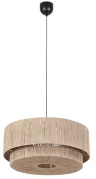 meineWunschleuchte Große Pendelleuchte Jute Natur 1-flammig im Boho Style | Ø 60cm, mit E27 LED, stufenweise dimmbar, skandinavisches Design, geflochtenes Naturmaterial, für Esszimmer & Wohnzimmer