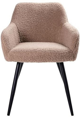 Beliani Esszimmerstuhl 2er Set Bouclé beige Taupe mit Metallbeinen schwarz Casmalia