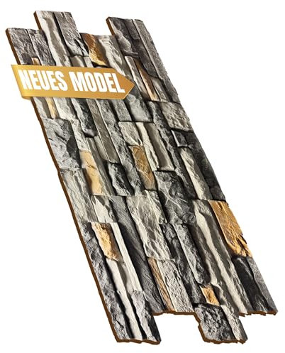AS Country Stone® Wandverkleidung Steinoptik | 3D Wandpaneele aus PU Steinpaneele | 125x59x3 cm | Wandverkleidung Aussen und Innen für moderne Wände | Witterungsbeständig & langlebig | Leichte Montage