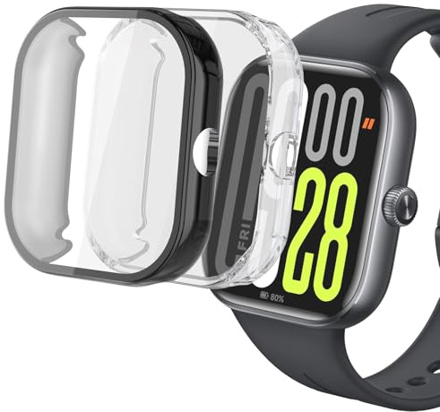 sciuU Funda Compatible con Redmi Watch 5 2.07 / Redmi Watch 4, [Conjunto de 2] Carcasa Protectora con Protector de Pantalla de TPU, Flexible Suave TPU Cubierta, Resistente a los Golpes Shell
