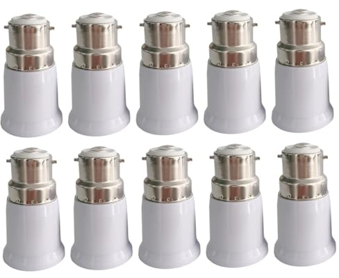Veesper Adaptateurs de Douille d'ampoule B22 à E27 10pcs B22 à E27, Convertisseur résistant la Chaleur 2, 4 × 1, 4 Pouce 220V pour Les raccords de Lampe CFL, LED et Incandescence
