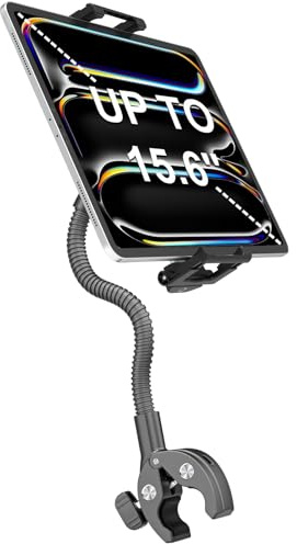 LYFPOOM Aluminium Schwanenhals Laufband Tablet/Handy Halterung | Absolut Wackelfrei, 360° Einstellbar, Passt Für Heimtrainer, iPad Pro, Air, Mini, Galaxy, iPhone, 6.1-15.6 Geräte