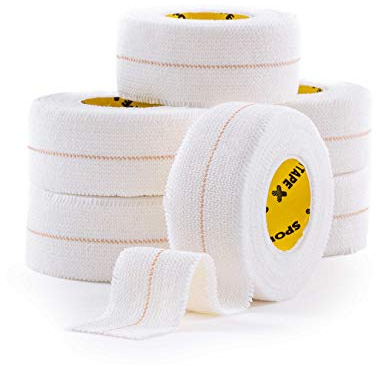 6 Rolls - Elastic Adhesive Bandage Tape 2.5cm x 4.5m | Non-Tear EAB Sports Strapping Tape for Rugby, Thumb, Finger & Toe Support | Fabric Medical Tape for Physio & First Aid Use