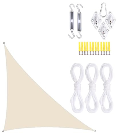 SLDAGe Vela Ombreggiante Impermeabile, Tenda a Vela per Esterno, Vela Ombreggiante Triangolare Protezione Raggi UV, Tenda Vela Ombreggiante Colore Beige per Esterno Terrazza Giardino,B,5x5x7.1m