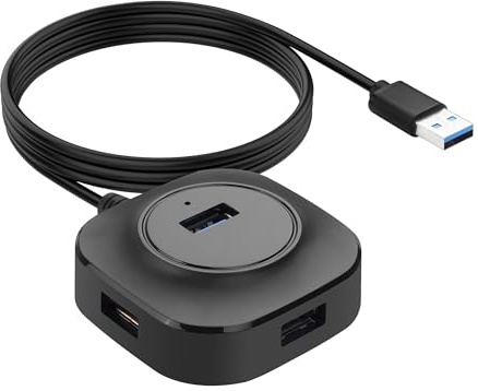 YACSEJAO Multi-Port USB Extender Splitter mit Kabel,4 Port USB 3.0 Hub für Maus,Tastatur,U Disk, Laptop,PC (1m/3,28ft)