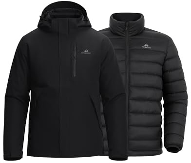 Pioneer Camp skijacke herren winterjacke fleecejacke windbreaker arbeitsjacke skianzug snowboardjacke herren,Innere Verbundmembran, wasserdicht und atmungsaktiv(Black;2XL)