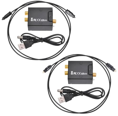WKabnkn Convertisseur numérique vers analogique à fibre optique Toslink R/L convertisseur coaxial avec câbles coaxiaux optiques numériques analogiques