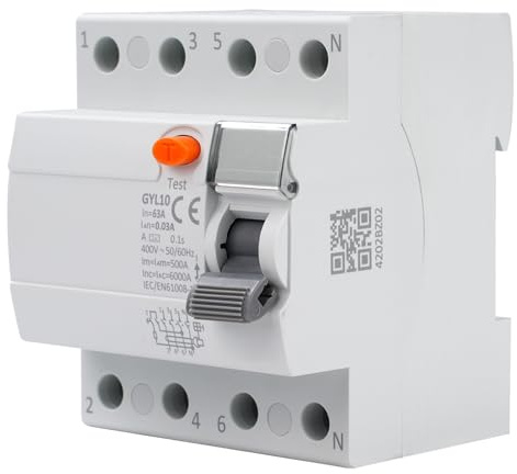 Disjoncteur différentiel 30mA 63A type A 4P interrupteur différentiel AC400V RCCB disjoncteurs électriques 4 pôles disjoncteur à courant résiduel Protection contre les fuites GYL10