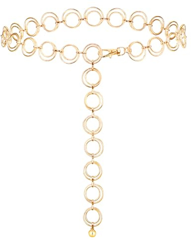 Pinmxaex Cintura da donna in metallo con anello in vita oro – Cintura regolabile per abiti e fianchi