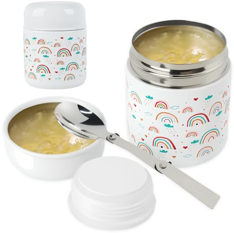 kiptyg Tupper Térmico Comida 300ml, Acero Inoxidable Termo Comida Adultos y Niños – Recipiente Termico Mantiene Caliente 6-12h, Hermético con Cuchara Plegable, Ideal para Colegio, Oficina y Viajes