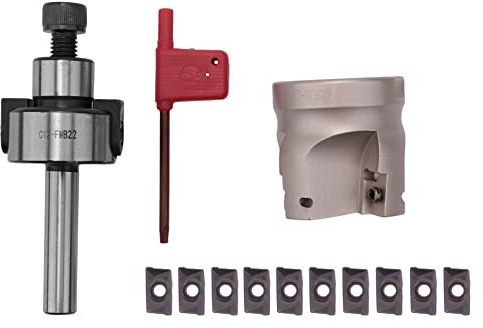 Anlayliay C12 FMB22+ 400R Right Angle Shoulder Face Mill Cutter 50mm + 10Pcs APMT1604 Carbide Inserts with Wrench for Milling Tool
