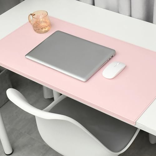 Schreibtischunterlage mit Kantenschutz, wasserfest und rutschfest, 3 mm dick, aus PU-Leder, für Büro, Zuhause, Arbeit, Studium, Schreiben, Arbeiten und Spielen(Pink,40 x 90cm)