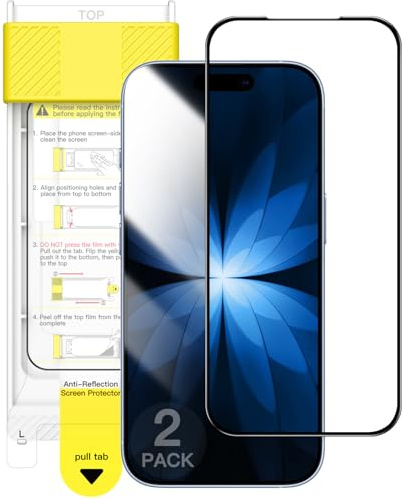 JETech 9H+ Pellicola Protettiva Antiriflesso per iPhone 17, 2 Pezzi | Rivestimento AR, Bordo Nero a Copertura Completa, Vetro Temperato, Anti-Impronte, Allineamento Auto, Adatta a Custodie
