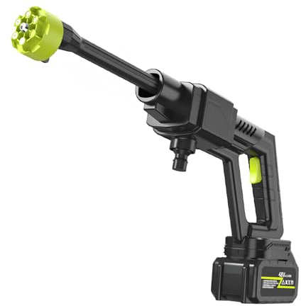Weytoll Idropulitrice a batteria, pulitore per auto da 300 W, ugello 6 in 1 con 2 batterie ricaricabili per la pulizia di pavimenti, muri e recinzioni di veicoli