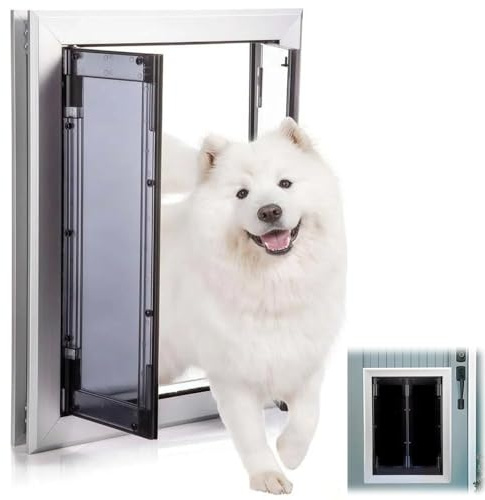 Exterior Pet Door with Magnetic Flaps for Medium to Large Dogs