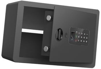 Högsäkerhetskompakta skåp hushållsskåp, smart biometriskt kassaskåp med fingeravtryckslås, for kontanter Passdokument Smycken(Black,40x30x30cm)