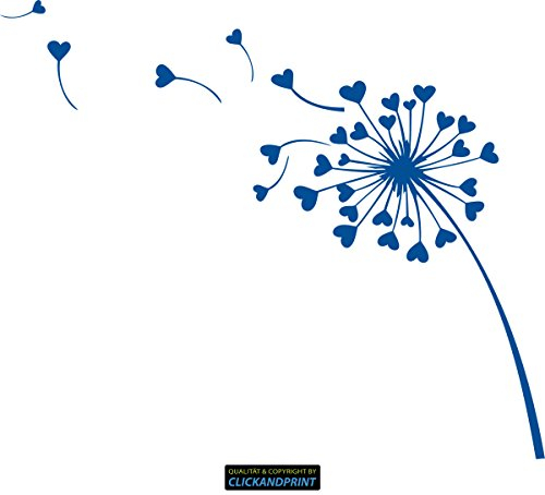 CLICKANDPRINT Aufkleber » Pusteblume Herzen, 130x109,5cm, Verkehrsblau • Wandtattoo/Wandaufkleber/Wandsticker/Wanddeko/Vinyl