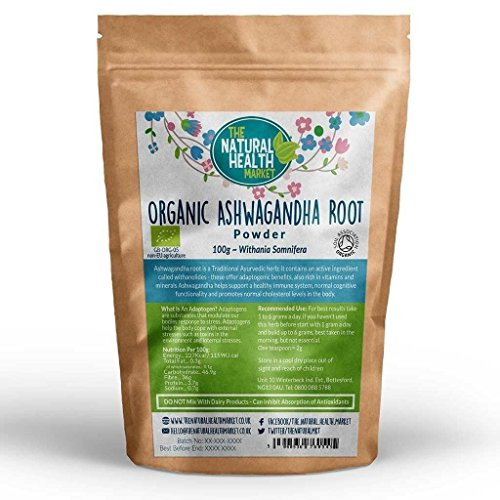 Organic Ashwagandha Root Powder 100g By The Natural Health Market • Soil Association Certified Organic • RAW Ayurvedic Herb • Potent Adaptogen (100g)