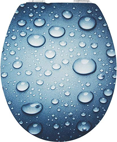 Cornat WC-Sitz Wassertropfen - Ansprechendes Design - Hochwertiger Holzkern - Absenkautomatik & Schnellbefestigung - Komfortables Sitzgefühl / Toilettensitz / Klodeckel / KSDSC354