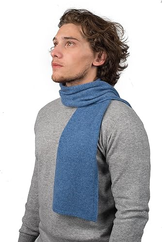 DALLE PIANE CASHMERE Mini Sciarpa Uomo 100% Cashmere - Azzurro