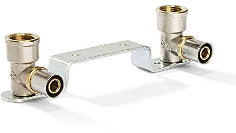 H2O-Flex 20er Pressfitting Wandwinkel verdrehbar, mit 1/2 Innengewinde | mit 2 x verdrehbaren Wandwinkel auf Montageplatte, für Aluverbundrohr 2,0mm, DVGW zertifiziert, Pressprofil: TH, U und H