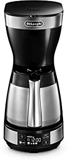 De'Longhi Kaffeemaschine ICM16731, Filterkaffeemaschine mit LCD-Display für bis zu 10 Tassen, 1,25 l, 1200 W, Silber/Schwarz
