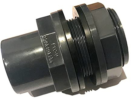 VMC Tankdurchlass PVC 63mm 75x63x2 1/2 mit 2 Klebemuffen 63mm Innendurchmesser 75mm Außendurchmesser mit 2 Dichtungen und Feststellmutter