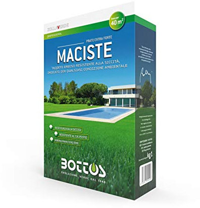 Maciste, Sementi per tappeto erboso Bottos, prato resistente e rustico ideale per zone aride 2kg per 80mq (2pz x 1kg)