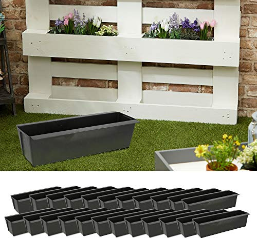Cepewa Pflanzkasten passend für Europaletten 24er Set aus Kunststoff Pflanzkübel Breite 38 cm (1 x 24er Set Pflanzkasten B38cm)