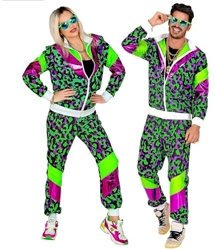 W WIDMANN MILANO Party Fashion - Kostüm Trainingsanzug | Jacke und Hose, 80er Jahre Outfit im Animal Print, Jogginganzug für Karneval & Mottoparty