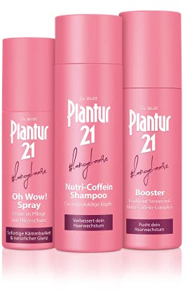 Plantur 21#langehaare Set: Nutri-Coffein Shampoo 200ml + Booster 125ml + Oh Wow! Spray 100ml - Das Extra-Pflege-Set für Dein Haar | Verbessert das Haarwachstum | Hitzeschutz bis zu 230 Grad