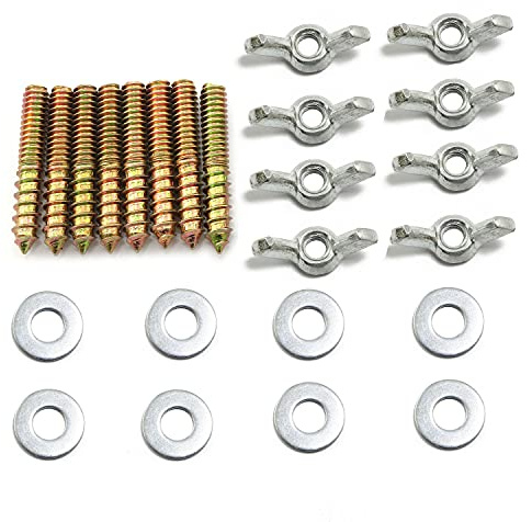 Pro Bamboo Kitchen Hanger Bolt 8PCS 1/4x1-1/2inch Double Headed Screws with 1/4-20 Wing Nuts and 1/4inch Flat Washers Self Tapping Fixed Screws for Pet Furniture, Household Furniture