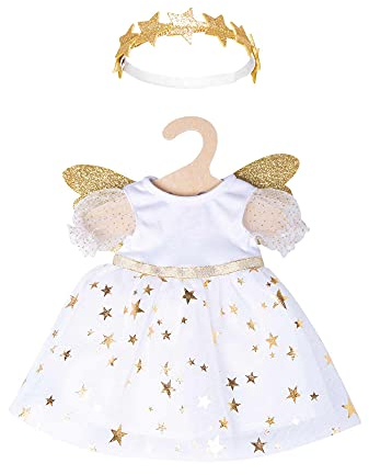 Heless 2152 - Kleid für Puppen im Design Schutzengel, mit goldenen Flügeln und Sternen-Haarband, Größe 35 - 45 cm